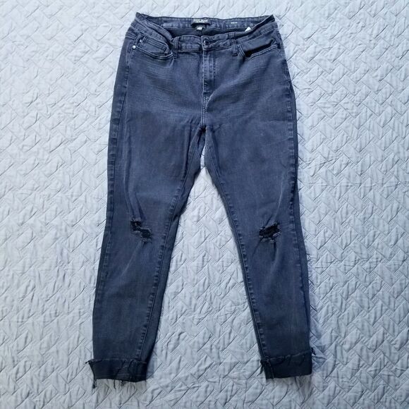 Judy Blue Jeans Womens 13/31 Black Slim Fit Distressed Dark Wash JB88137